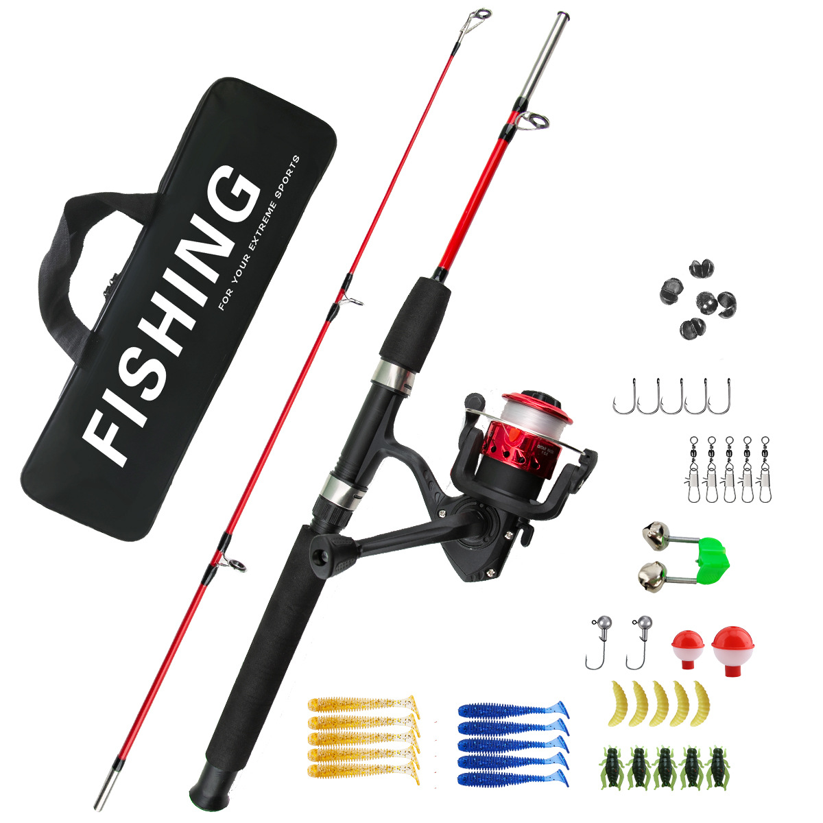 Ice Fishing Line - 2-teilige Eisfischerrute für Anfänger, Weitwurf-Meeres-Spinnrute, Komplettes