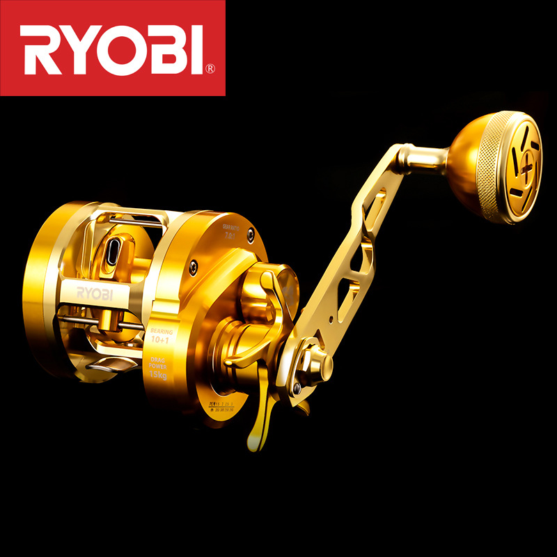 Ice Fishing Line - JapanRYOBIRyobiVARIUSValius Gold Eisenplattenrolle Vollmetall Slow-Jigging Trommelrolle